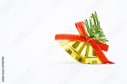 jingle bells with red bow on a white background sticker