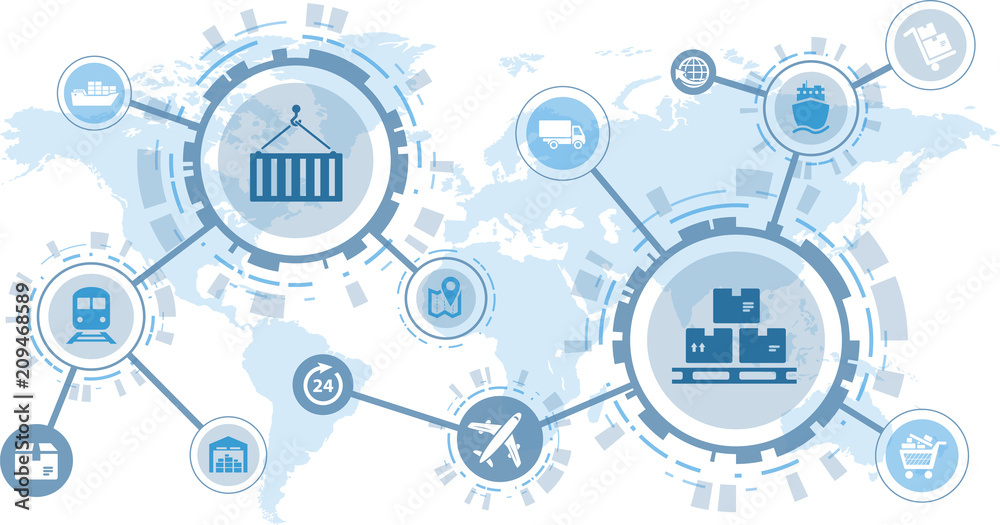 Modern Logistics Supply Chain Management Delivery Of Goods Vector