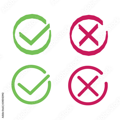 Crosses And Ticks Signs Green Tick And Red Cross Ok And Crossing