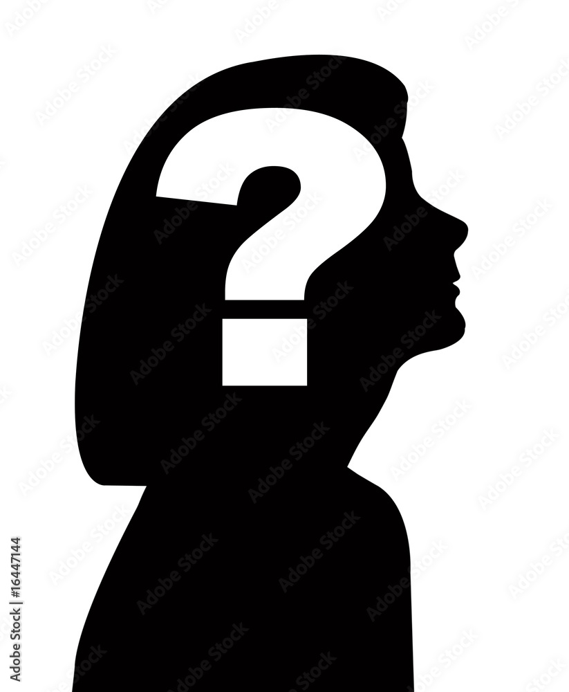 Silhouette Of Woman With Question Mark Stock Illustration Adobe Stock