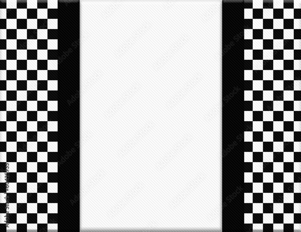 Black And White Checkered Frame With Ribbon Background Stock