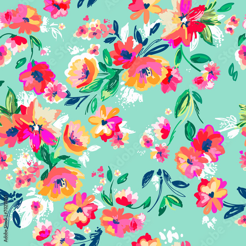 Pretty painted flowers ~ seamless background