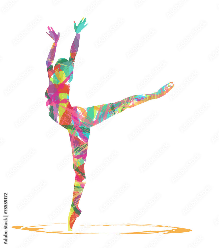 Silhouette Di Ballerina Composta Da Colori Stock Vector Adobe Stock