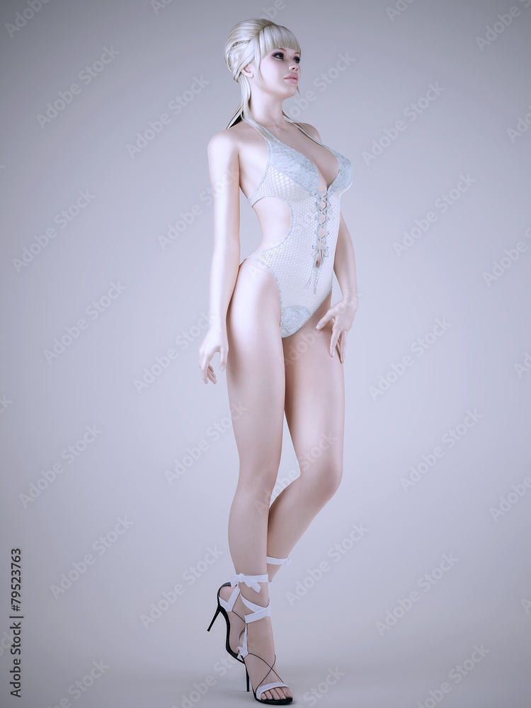 Sexy Girl Wearing A White Bikini Stock Illustration Adobe Stock