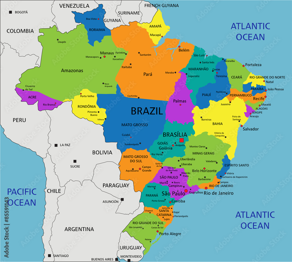 Political Map Of Brazil Royalty Free Vector Image Hot Sex Picture