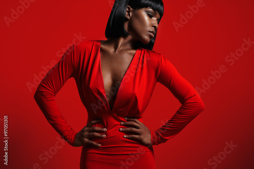 black woman in red