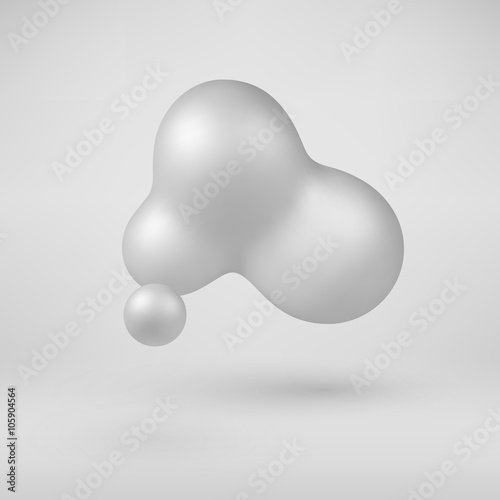 White abstract shape, pearl with realistic shadow and light background for logo, design concepts, web, presentations and prints. 3D render design. Vector illustration. 