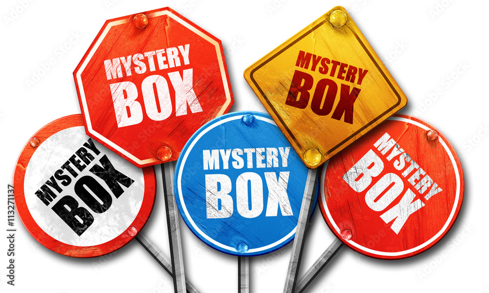 Mystery Box D Rendering Rough Street Sign Collection Stock