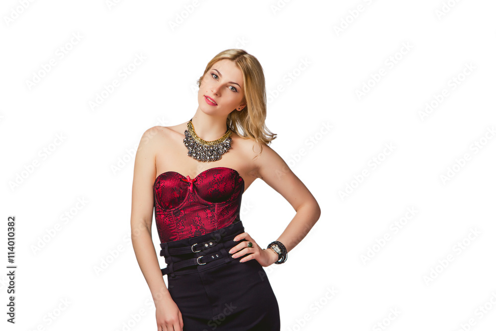 Sexy Blonde On A White Background In An Evening Dress Photos Adobe Stock