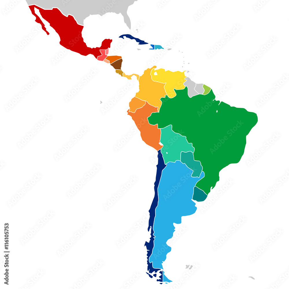 Colorful Countries Of Latin America Simplified Vector Map Vector De