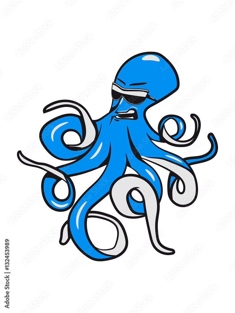 Illustrazione Stock Squid Oktopus Evil Dangerous Sunglasses Adobe Stock