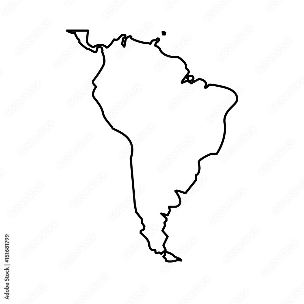 Map South Latin America Design Isolated Vector Illustration Stock