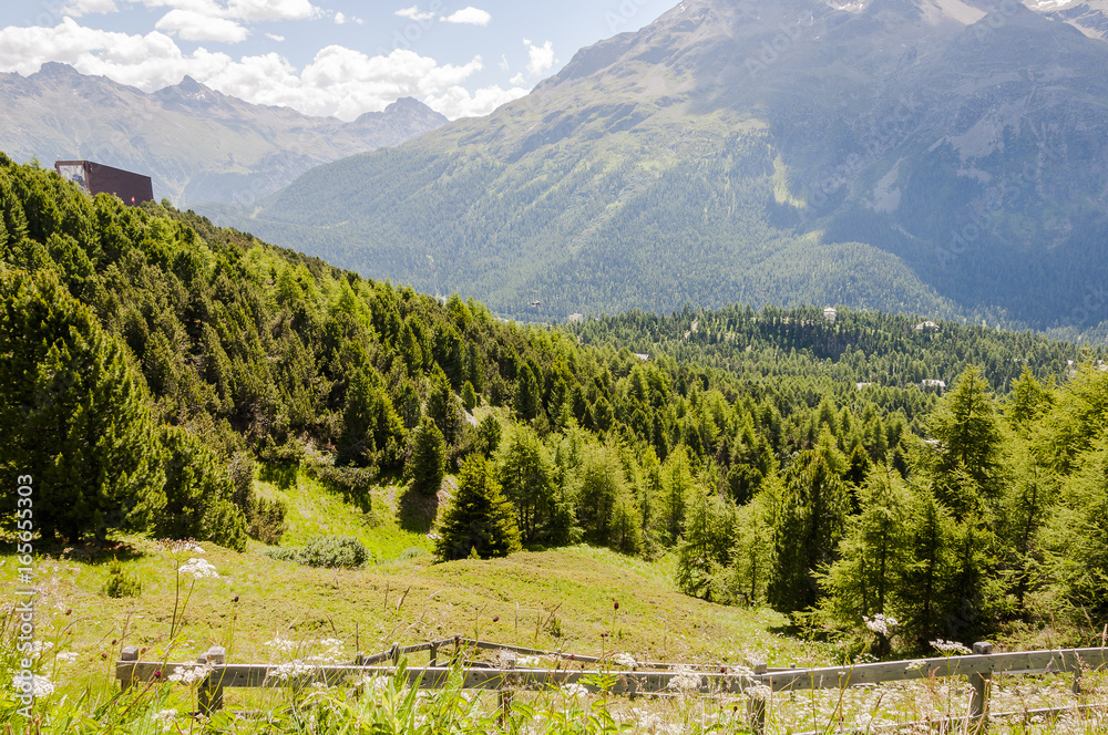 St Moritz Dorf Signalbahn Wanderweg Alpen Engadin Oberengadin