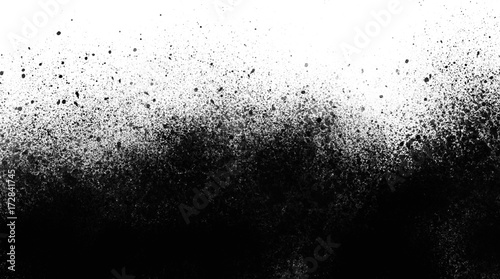 Black ink splatter on white background
