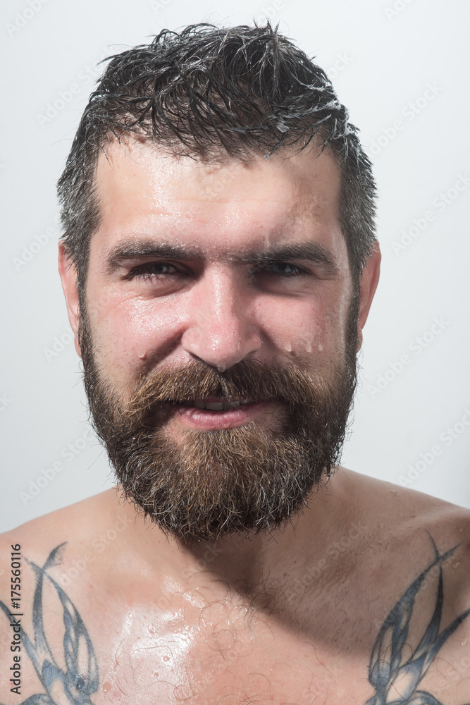 Guy With Naked Shoulder Isolated On White Background Stock Photo Adobe Stock