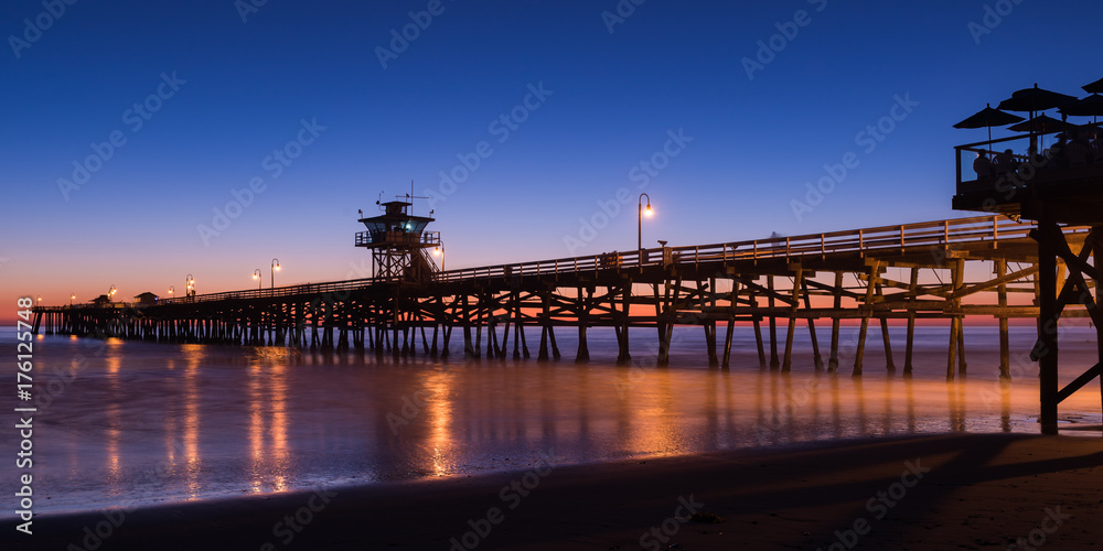 Wood Pier at Sunset blue hour