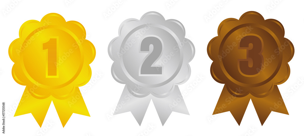 Ranking Medal Icon Illustration Set From 1st Place To 3rd Place 3