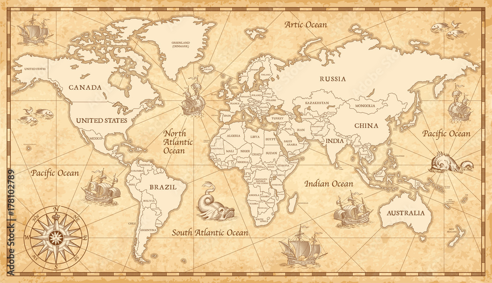 Old Vintage World Map