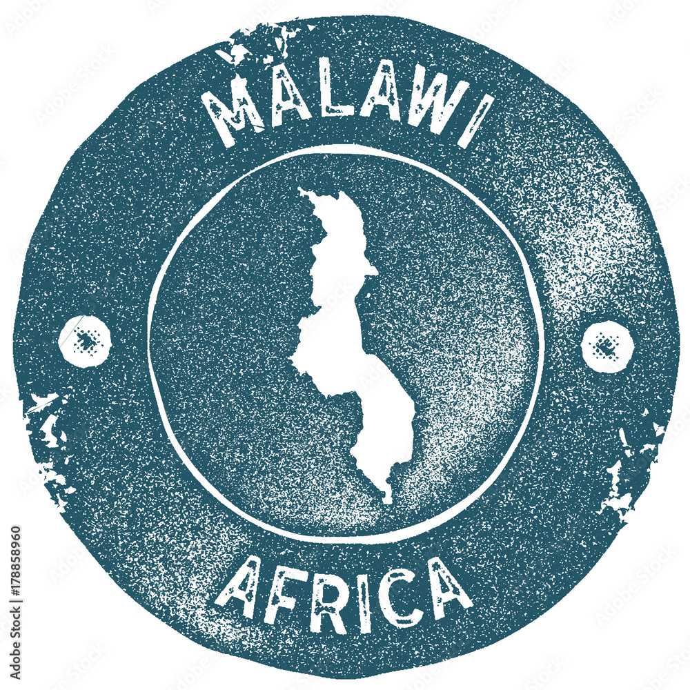 Malawi Map Vintage Stamp Retro Style Handmade Label Malawi Badge Or