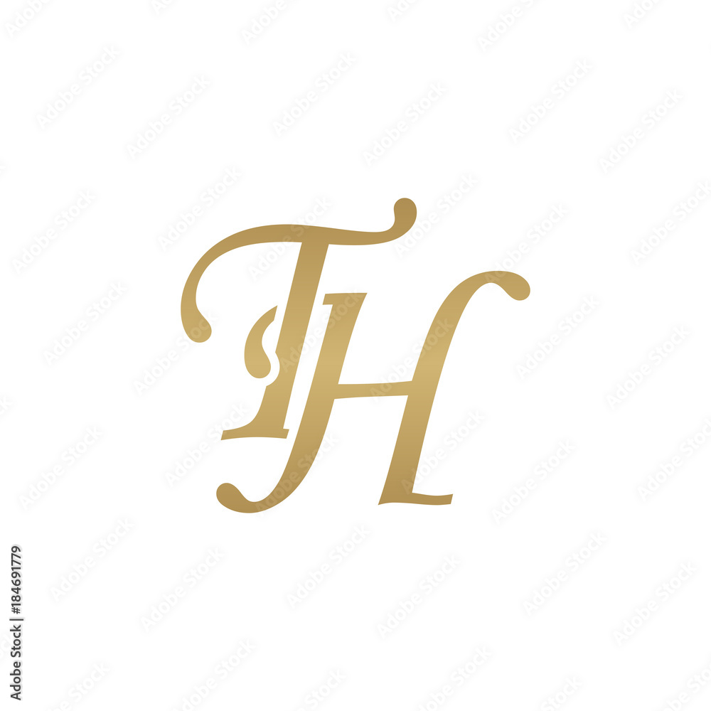 Initial Letter Th Overlapping Elegant Monogram Logo Luxury Golden