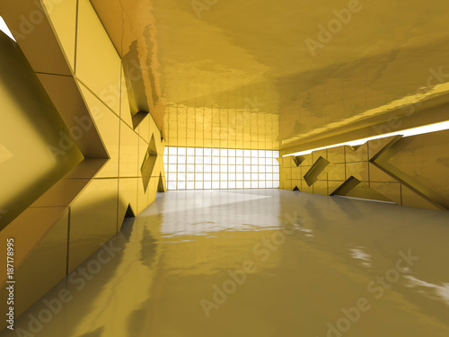 Abstract modern architecture background, empty open space interi