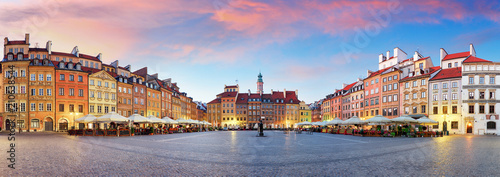 Panorama of Warsaw odl town square, Rynek Starego Miasta, Poland