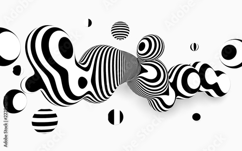 Abstract vector black and white background . Metaball  design, with organic looking 3d effect.