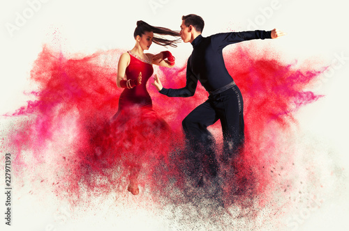 Dancing ballroom. Color dust effect