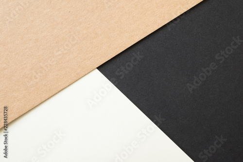 Kraft paper sheet overlap with brown white and black colors for background, banner, presentation template.