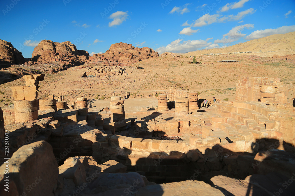 Ancient Columns Of Great Temple Or Temple Of Winged Lions In Petra