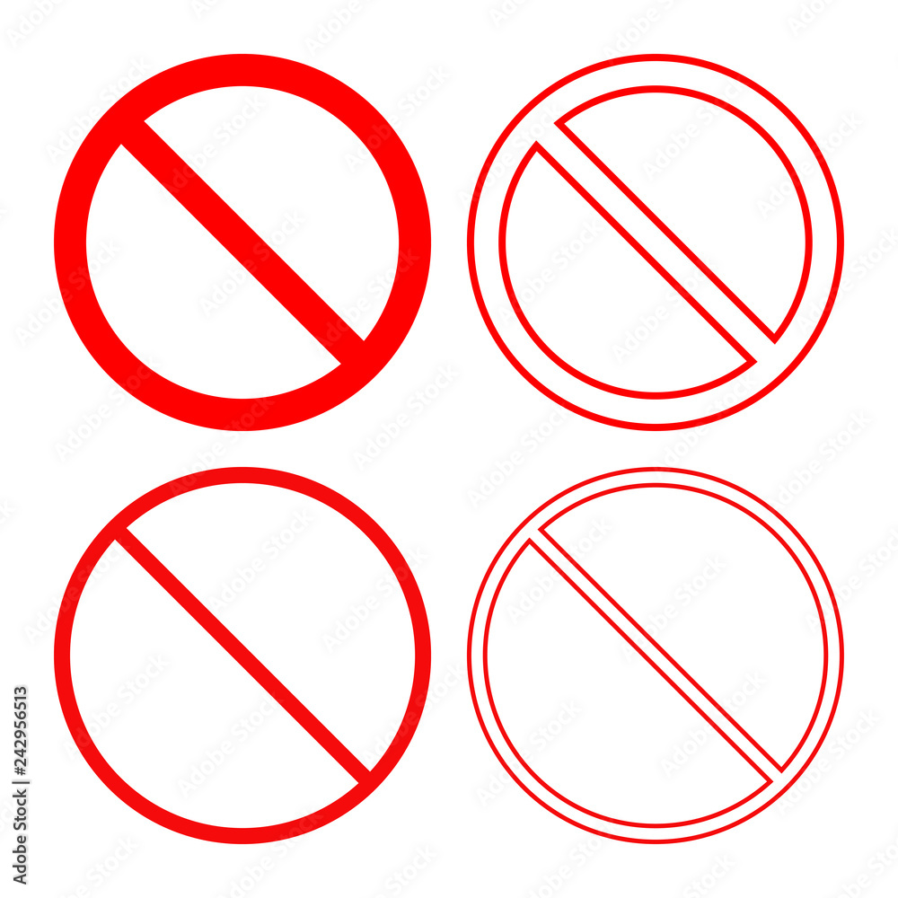NO SIGN Forbidden Or Prohibition Symbol Icon Set Vector Stock