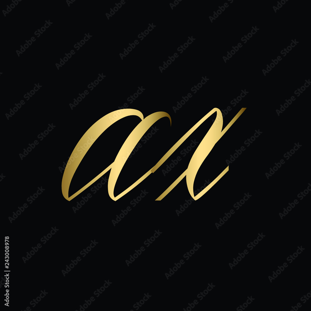 Minimal Luxury Cursive Letter Ax Initial Based Golden And Black Color