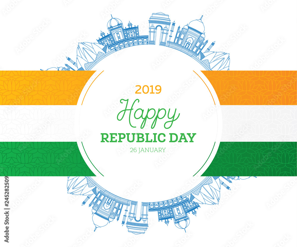 Vecteur Stock Republic Day In India 26 January And Indian Flag Famous