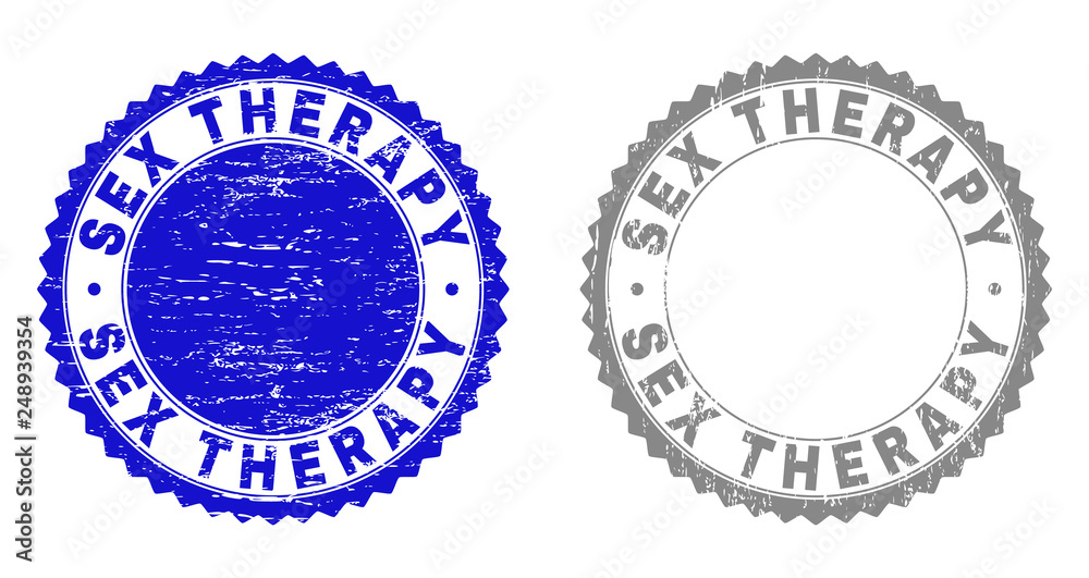 Grunge Sex Therapy Stamp Seals Isolated On A White Background Rosette Seals With Distress