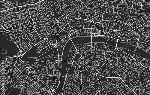 Black and white vector city map of London