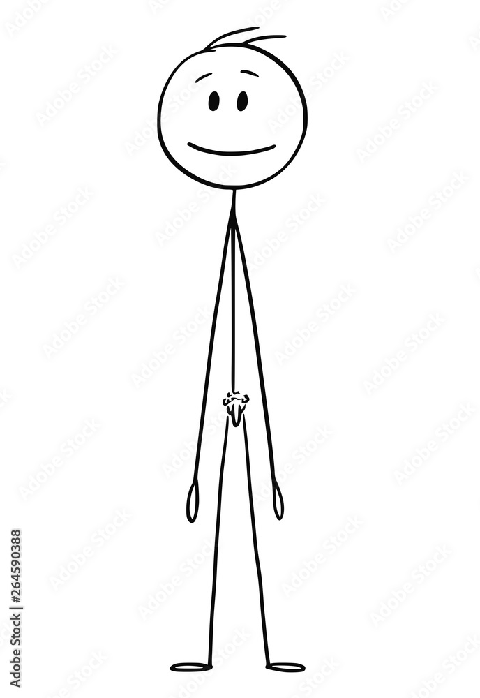 Cartoon Stick Figure Drawing Conceptual Illustration Of Front Of Naked
