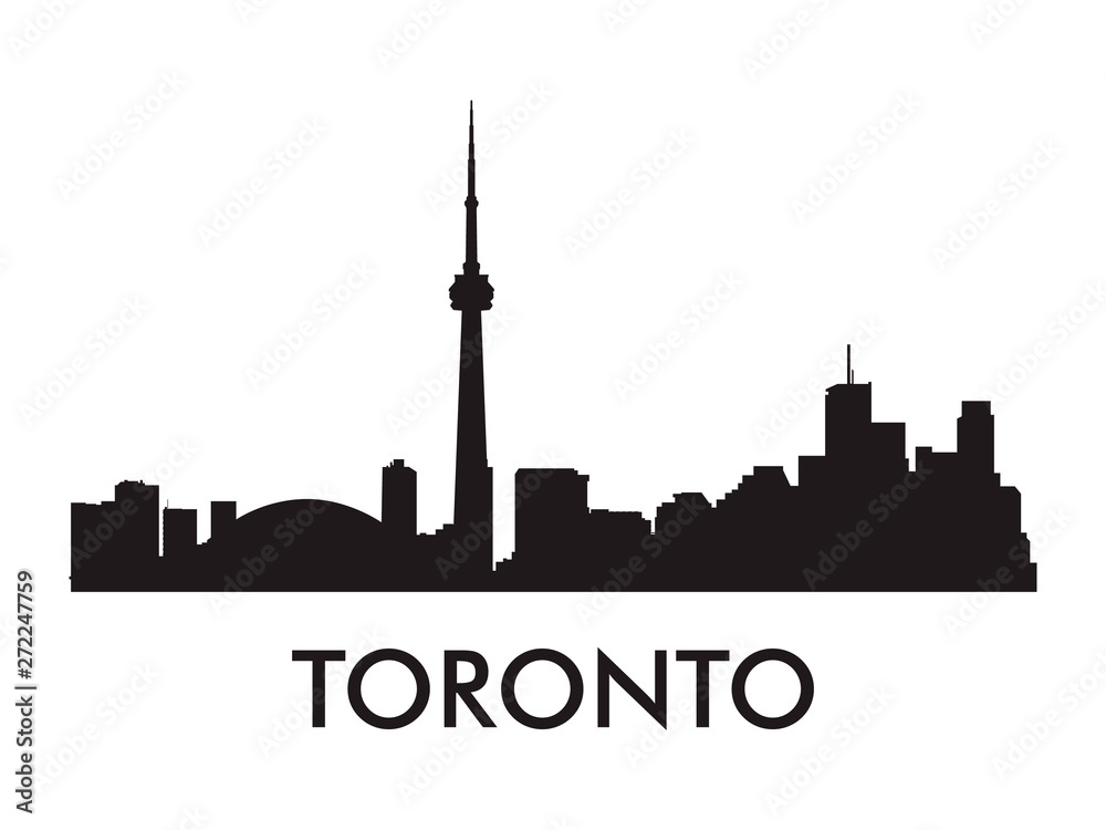 Toronto Skyline Silhouette Vector Of Famous Places Stock Illustration