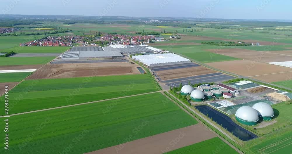 Aerial Video Of Biogas Plant Flight Over Biogas Power Plants The