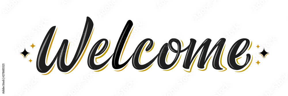 Welcome Lettering Sign Handwritten Modern Brush Lettering On White