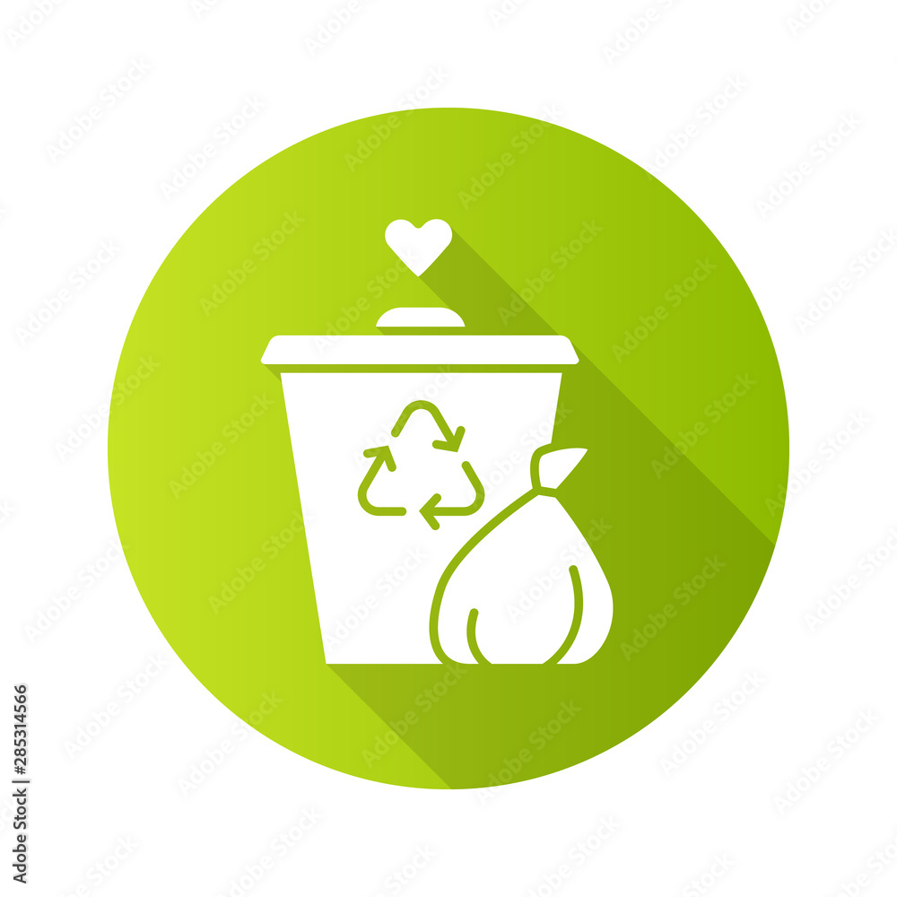 Garbage Disposal Flat Design Long Shadow Glyph Icon Waste Management