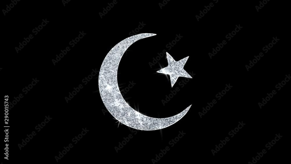 V Deo Do Stock Star And Crescent Symbol Islam Religion Icon Sparkling