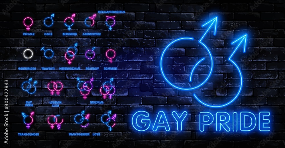 Big Set Neon Sign LGBT Neon Signs Vector Design Template Gay Pride