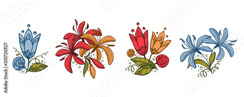 Set of floral compositions.