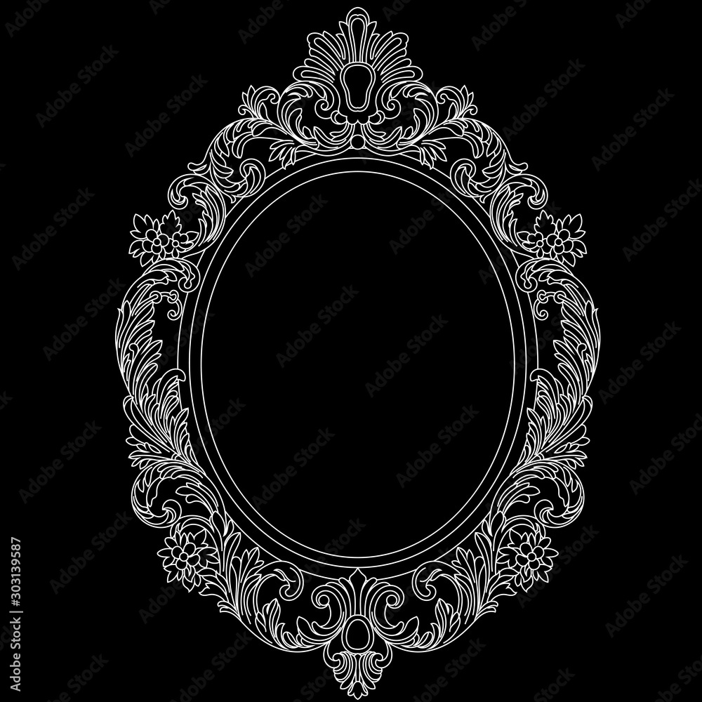 Vintage Oval Pattern Frame In Old Style Vector Vintage Oval Pattern