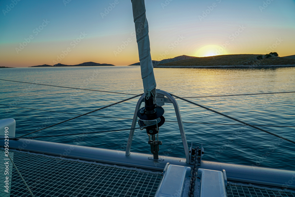 Tramonto In Mare Sul Catamarano Stock Photo Adobe Stock