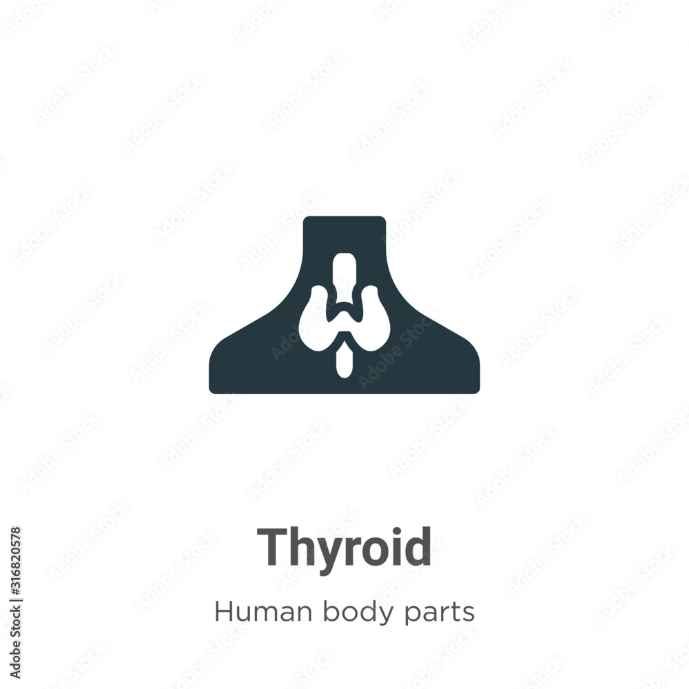 Thyroid Glyph Icon Vector On White Background Flat Vector Thyroid Icon