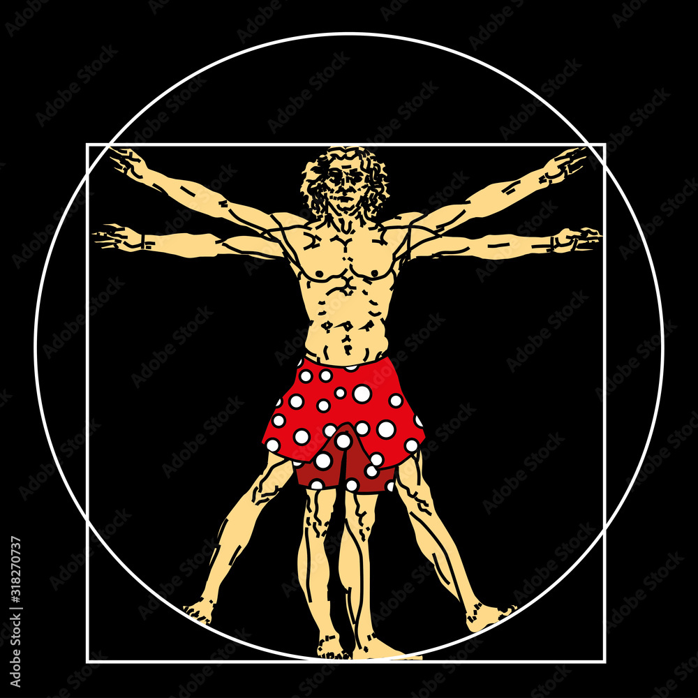 Stylized Sketch Of The Vitruvian Man Or Leonardo S Man Homo Vitruviano