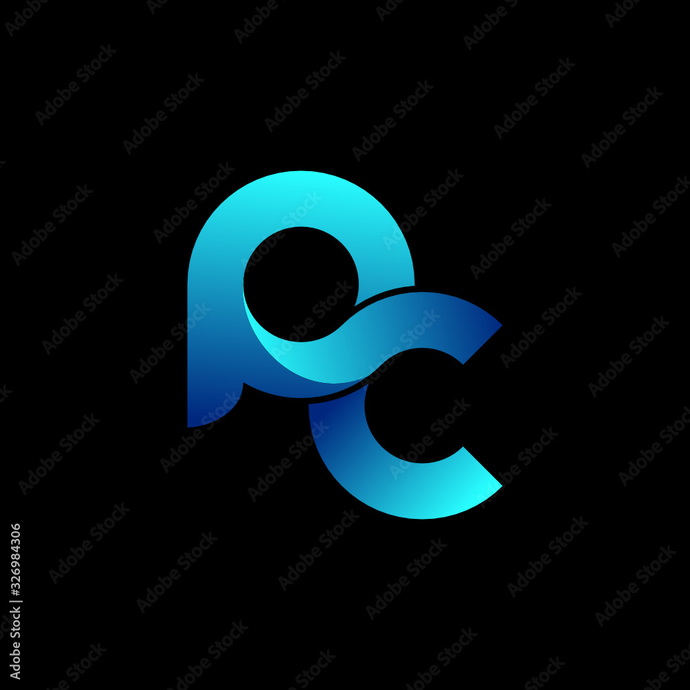 Letter Pc Logo Design Vector Stock Vector Adobe Stock