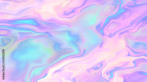 Rainbow trippy background. Iridescent fluid texture. Liquid holographic pattern. Acid rainbow waves. Crazy turbulence effect.