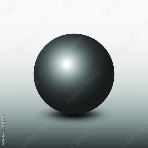 White abstract sphere, ball, pearl with realistic shadow and light background for logo, design concepts, web, presentations and prints. 3D render design. Vector illustration.